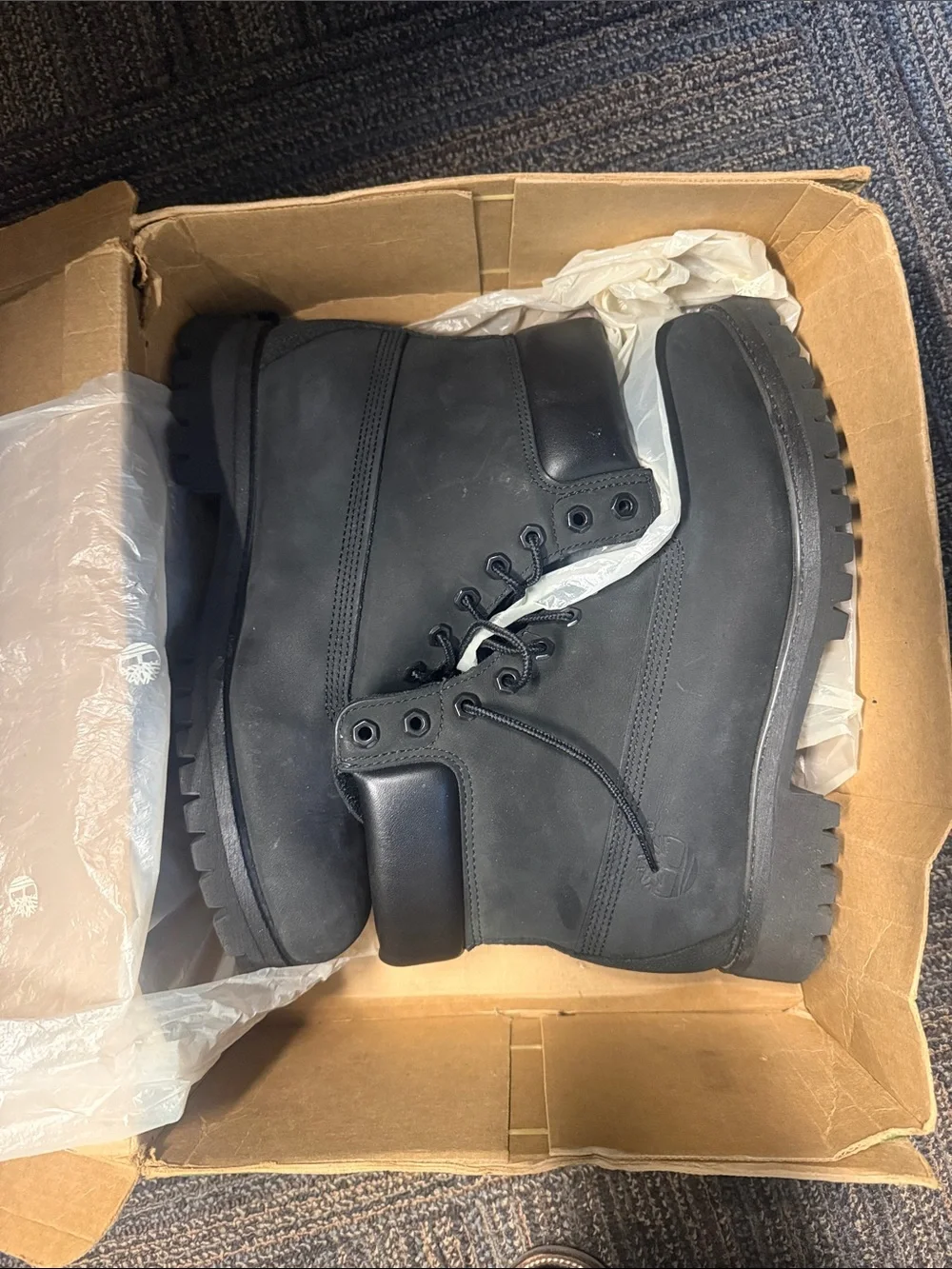 Timberland Men's Black Nubuck Lace-Up Work Boots